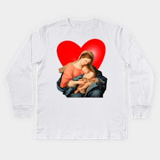 Santa Maria - Our Lady - Loving Mother with her baby Jesus Kids Long Sleeve T-Shirt